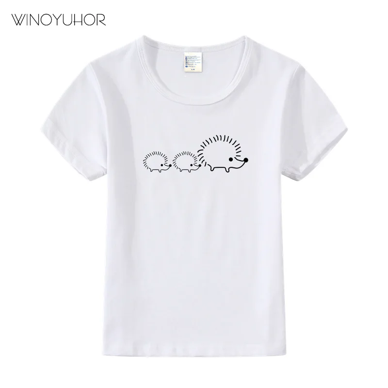 

Cartoon Hedgehog Family Print T Shirt Baby Boys Girls Summer Tops Kids Funny Casual Short Sleeve Clothes For Children