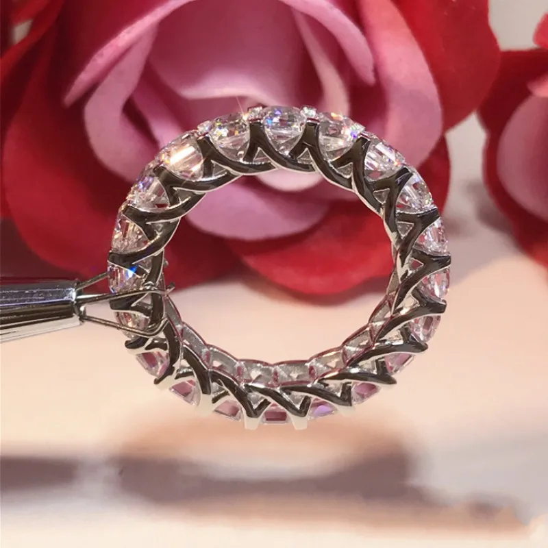 The Best Sale Choucong Brand Original Luxury Jewelry 925 Sterling Silver Princess Cut Stack White Clear 5A CZ Wedding Band Ring | Украшения