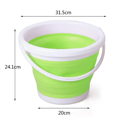 10L Green 3/5/10L Многофункциональный креативный открытый Портативный складное ведро для мытья автомобиля толстый силиконовый 1 шт. кемпинг рыбалка игрушки светодиодные световые панели - Цвет: 10L Green