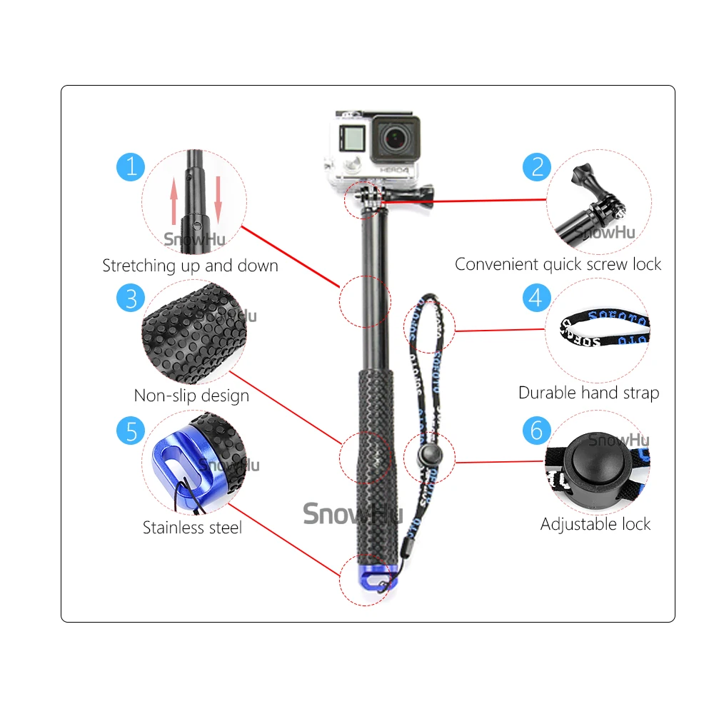 Аксессуары snowhu для GoPro Набор для go pro hero 8 7 6 5 4 комплект крепление для SJCAM SJ4000/xiaomi yi камера/Eken h9 штатив GS58
