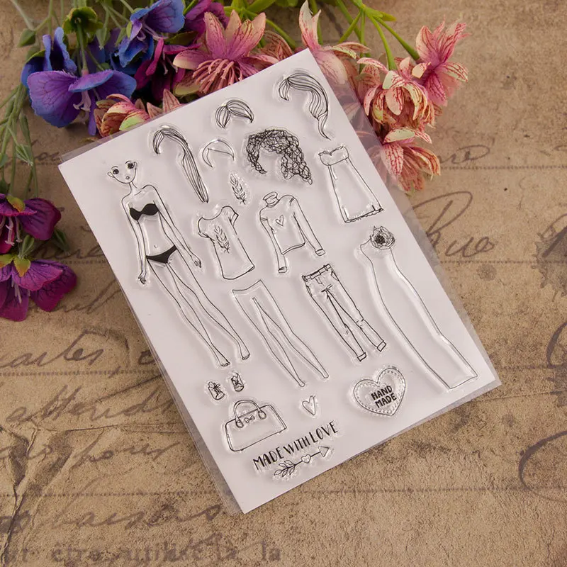 Модный нарядный штамп с дизайном девочка очистить резиновый ремесло для