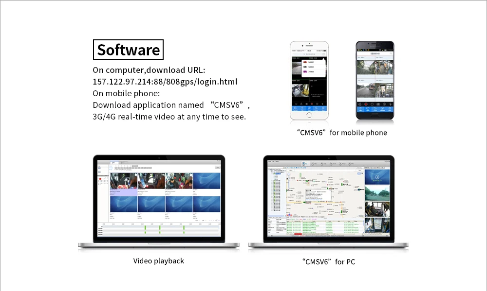 Онлайн 4G GPS трекер 4CH Автомобильный видеорегистратор Мобильный Dvr Android/Ios телефон