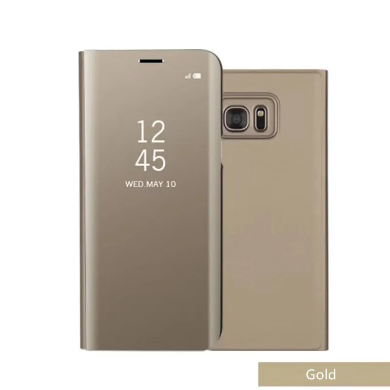A3 A5 A7 роскошный кожаный чехол-книжка с подставкой Clear View Smart Зеркало чехол для телефона для samsung A5 A8 чехол для samsung A320 A520 A720 Fundas - Цвет: gold