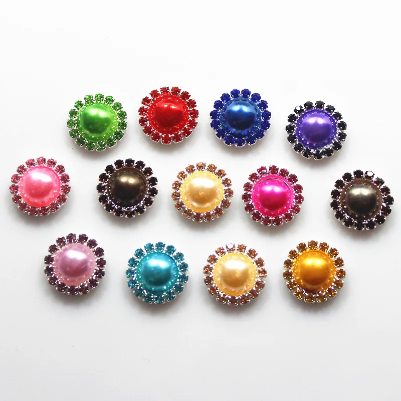 10 шт. 16 мм металлический жемчуг Flatback стразы кристаллы пуговицы приглашения на