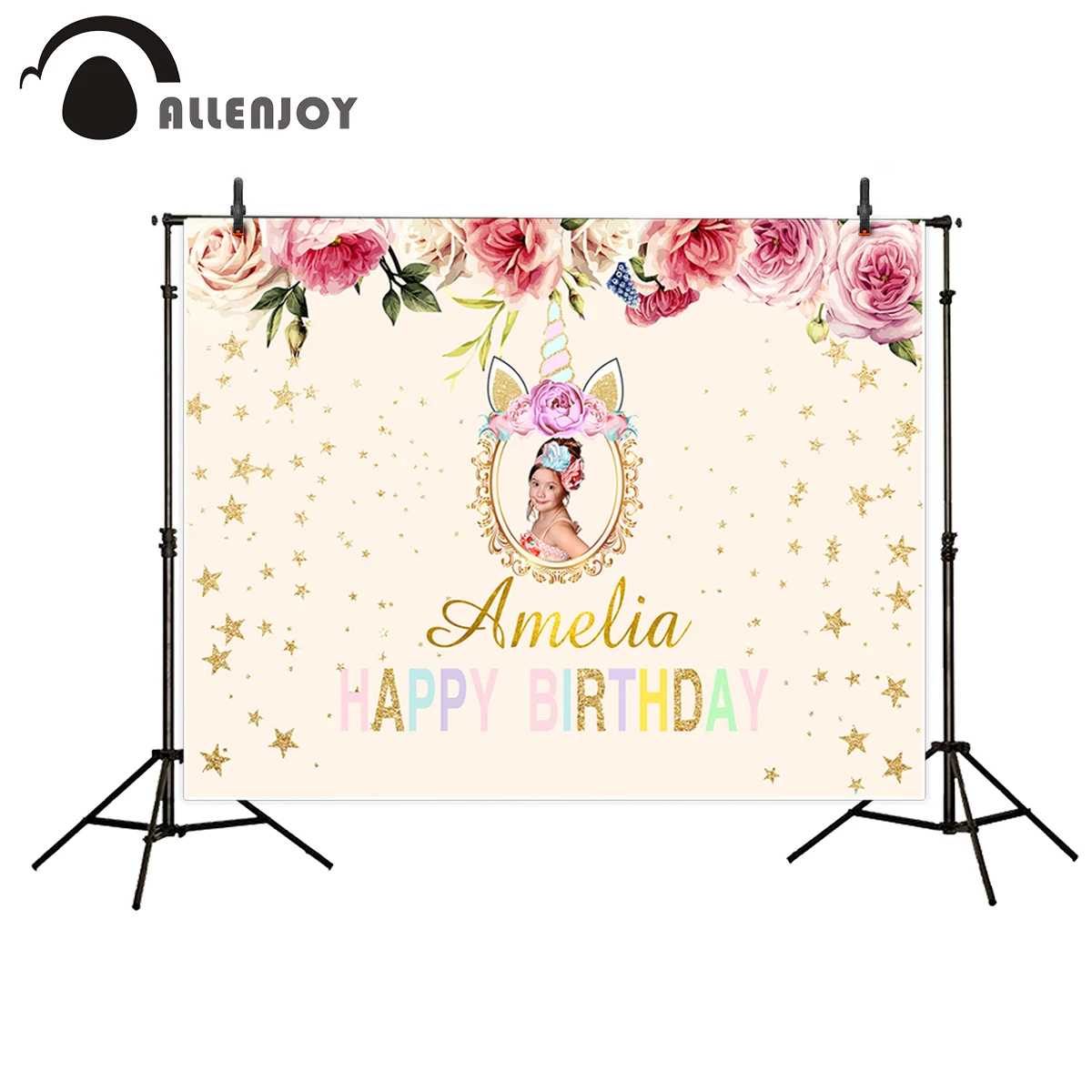 Allenjoy фоновый фон для фотостудии с изображением единорога цветов золотых звезд