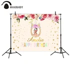 Allenjoy фоновый фон для фотостудии с изображением единорога, цветов, золотых звезд, дня рождения для детей
