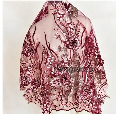 Multicolor three-dimensional sequin embroidery lace fabric wedding dress Hanfu handmade diy accessories materials | Дом и сад
