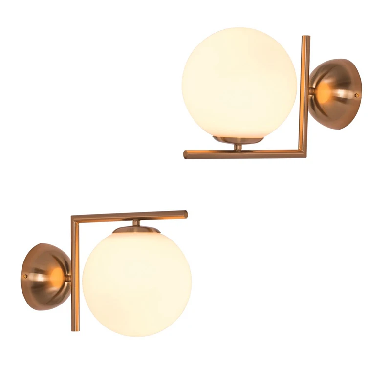 Modern Nordic Wall Lamp 30cm Round Glass Gold Chrome Ball Mounted LED Indoor Lighting Restaurant Living Room Bedroom Corridor