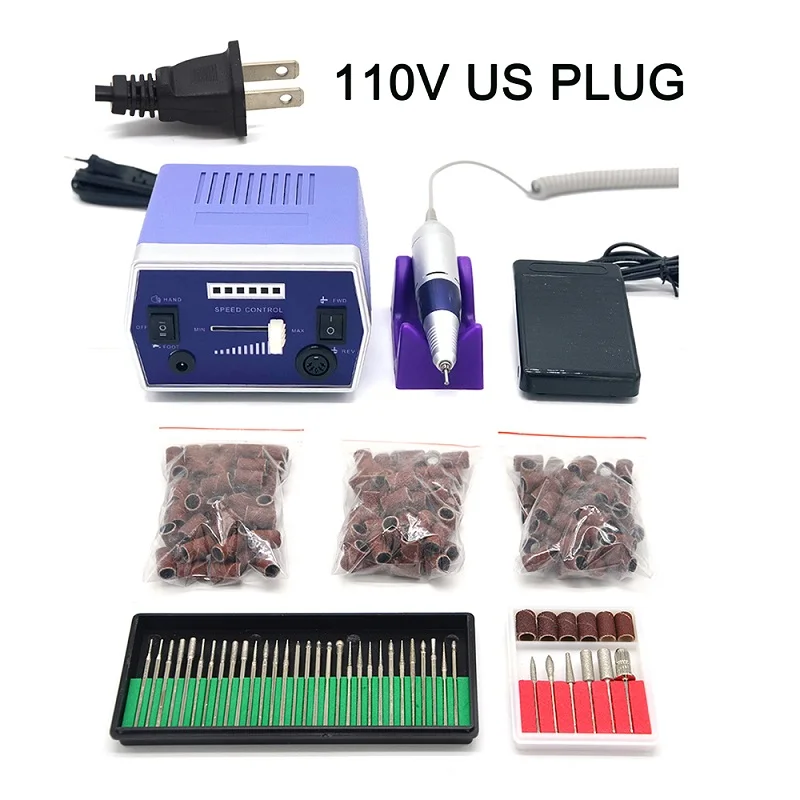 purple US plug Электрическая машинка для маникюра профессиональная дрель для ногтей точильная педикюрная ручка благородный фиолетовый полировщик шлифовальный станок Инструменты для ногтей - Цвет: purple US plug