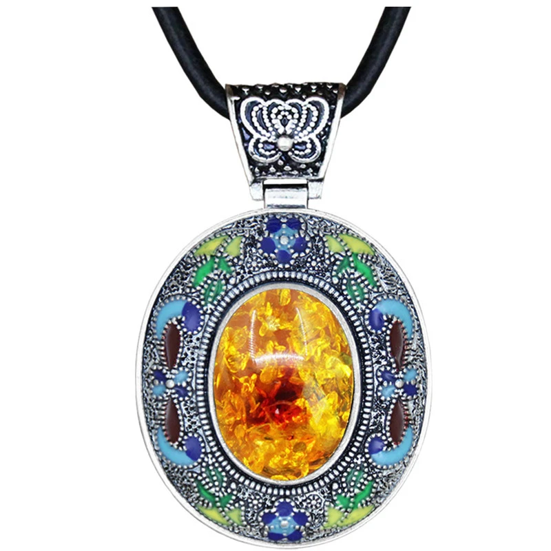 Женский Овальный комплект ювелирных изделий из синтетического янтарного цвета