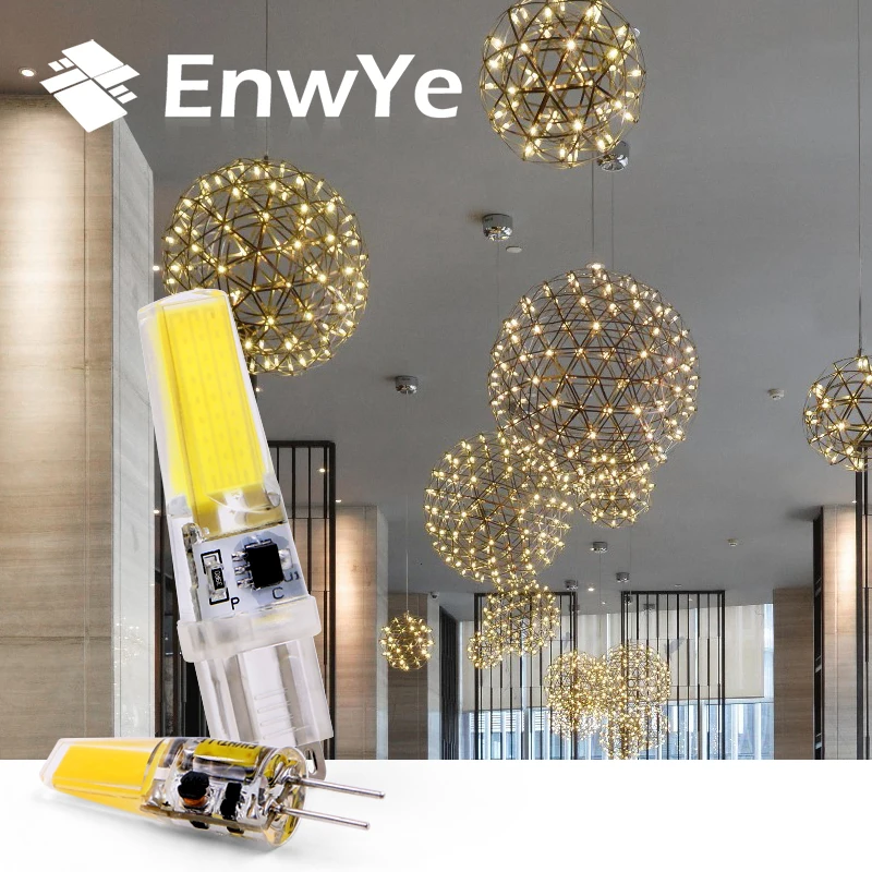 EnwYe светодиодный светильник 3W 6 Вт G4 G9 BulbAC/DC 12 В 220 В лампочка с регулируемой яркостью COB SMD СВЕТОДИОДНЫЙ светильник заменить галогенный прожектор люстра