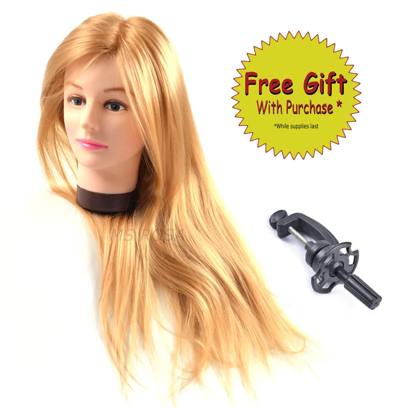 

Synthetic Fiber Hair 22 Inches Hairdressing Head Makeup Practice Head For Hairdressers Training Mannequin Head