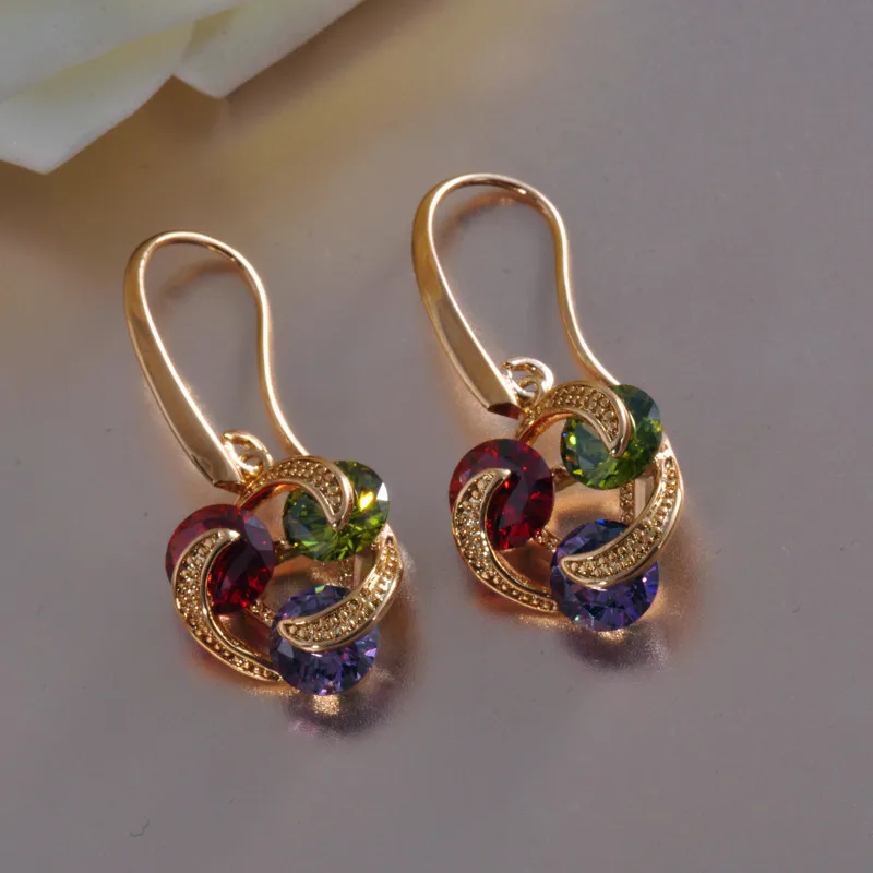 Женские большие серьги кольца с цирконом желтое золото|Серьги-кольца| |