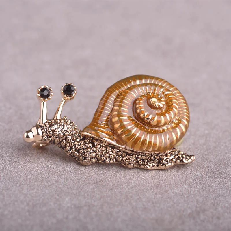 Blucome Snails Brooches For Women Antique Fleur De Lis Enamel Esmalte Animal Brooch Pins Shirt Collar Clip Rhinestone Broaches|snail brooch|animal