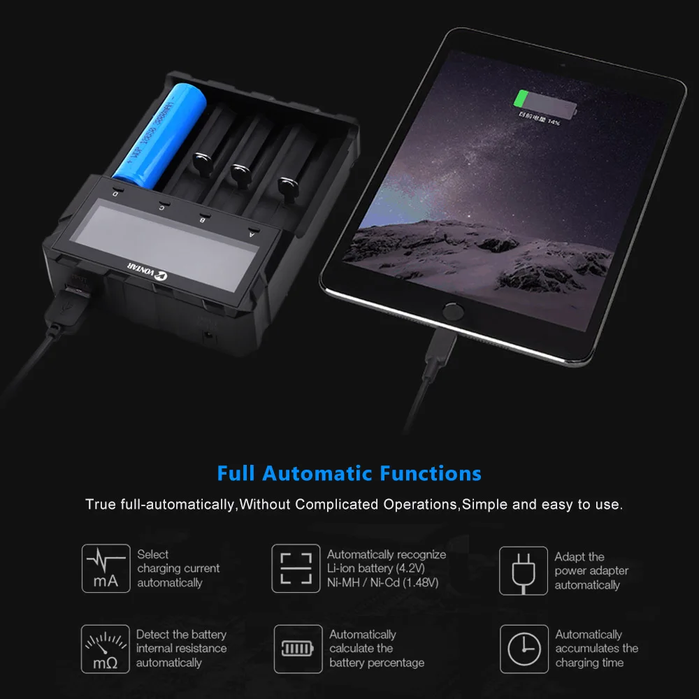 VONTAR 18650 Батарея зарядное usb устройство для 26650 14500 22650 AA AAA литиевая батарея никель