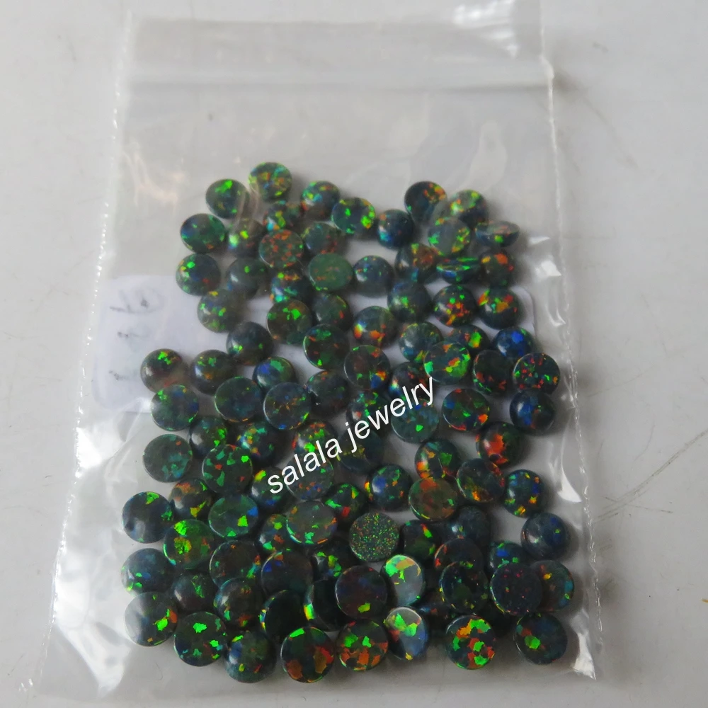 100 шт./лот OP32 Черный Опал Круглый 4 мм синтетический круглый кабошон опал цена|cabochon