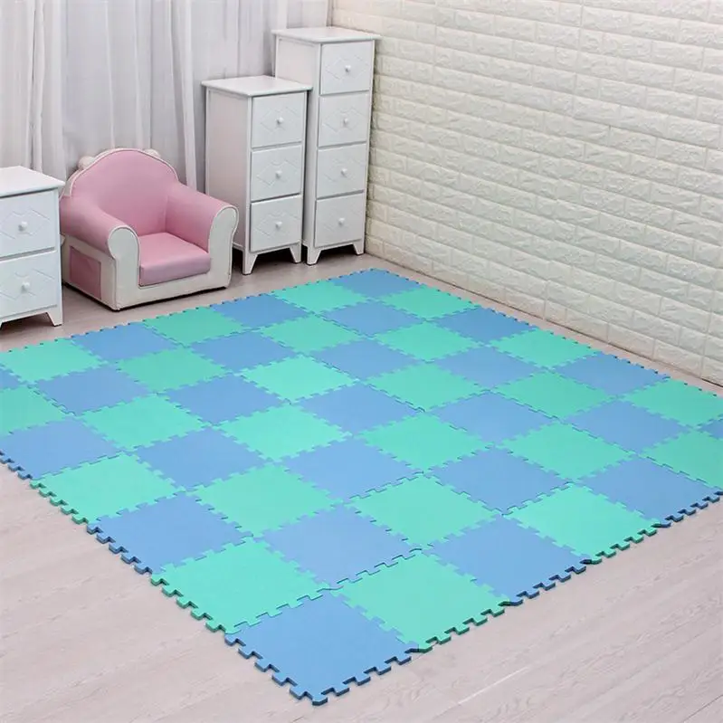 BLUE AND GREEN Детские EVA пены головоломки игровой коврик/детские коврики игрушки ковер для детей блокировка упражнений напольная плитка, каждый: 29 см X 29 см - Цвет: BLUE AND GREEN