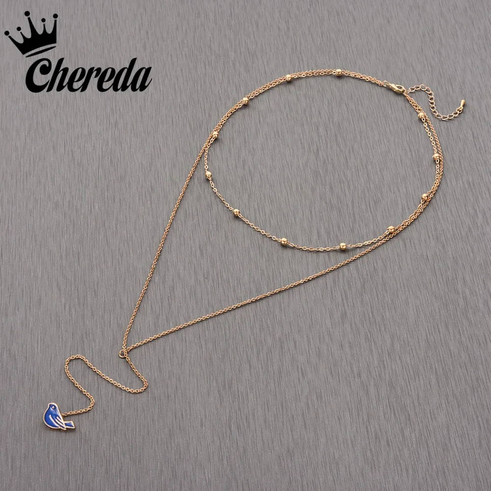 

Chereda Trendy Jewelry 2 Color Layer Necklace For Women Boho Multi Bird Cute Animal Pendant Fine Chockers Choker Jewelry
