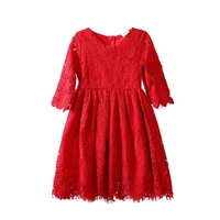 dfxd toddler girl lace dress 2018 new autumn high quality children clothes baby half sleeve red party princess dress 2 8y