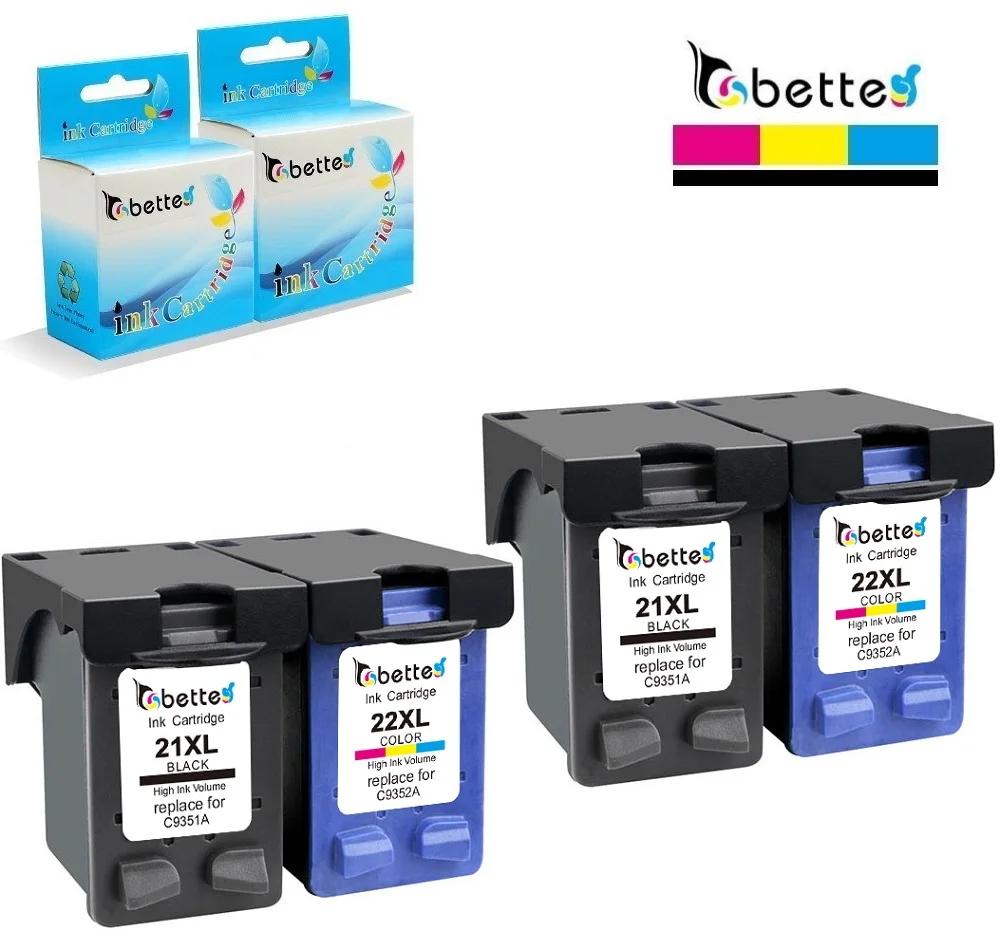 Сменный чернильный картридж 4X Bette для HP 21 22 XL hp DeskJet 3910 3915 3918 3920 3930 3938 D1311 D1320 D1330 D1360