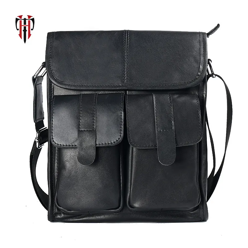 TIANHOO messenger bag men crossbody &amp shoulder cow leather business fashionable bags for work briefcase PAD/cell phone pocket |