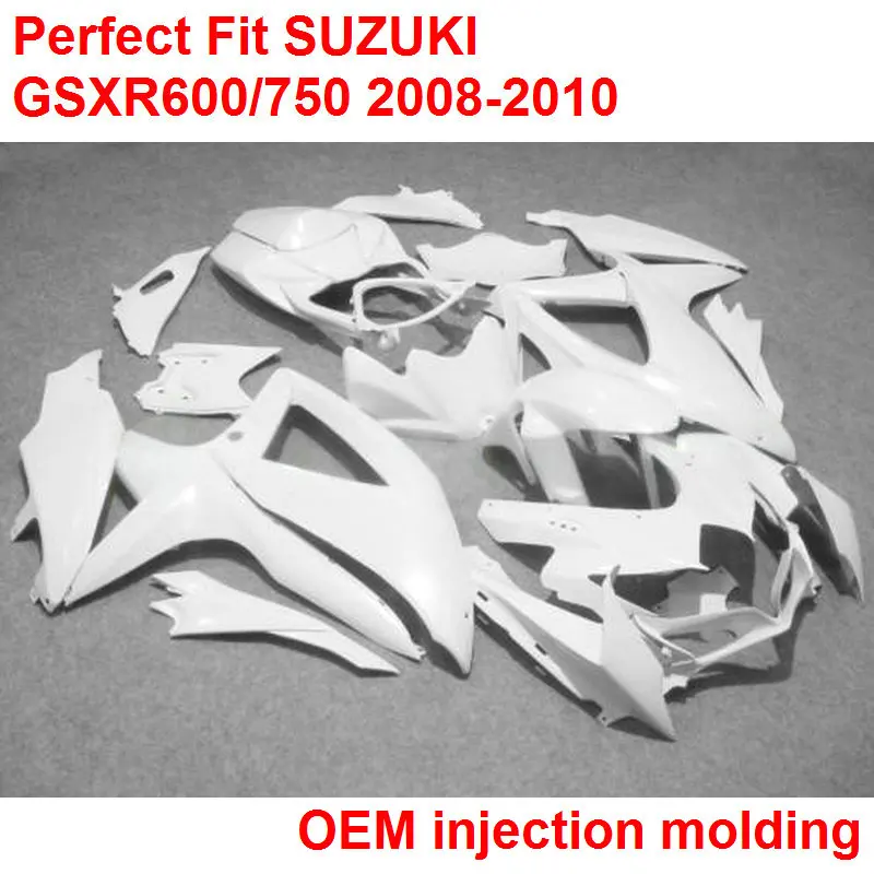 

White injection molded free customize fairing kit for Suzuki GSXR600/750 2008 2009 2010 fairings GSXR750 08 09 10 NB75