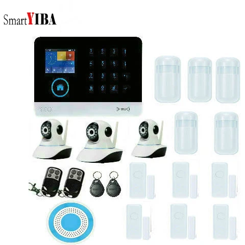 

SmartYIBA WIFI GSM GPRS English German Switchable RFID card Wireless Home Security Arm Disarm Alarm system APP Remote Control