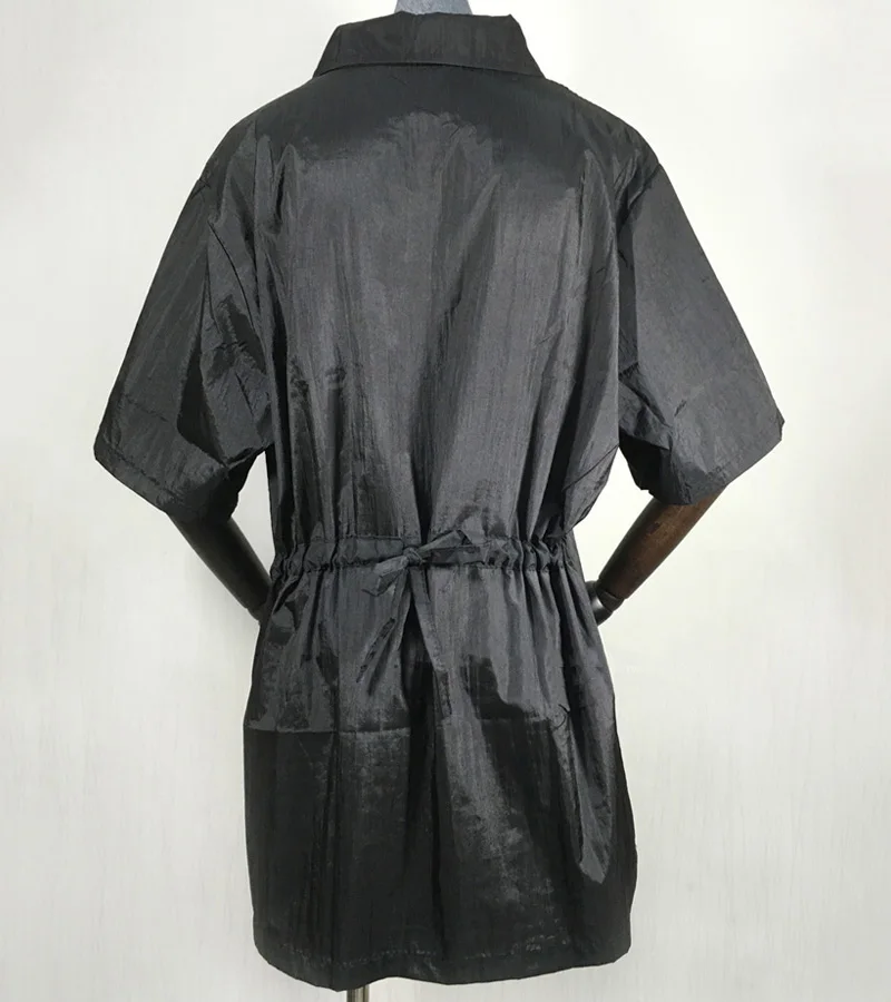 Короткий рукав молния Парикмахерская Ткань с портным воротником салон техник