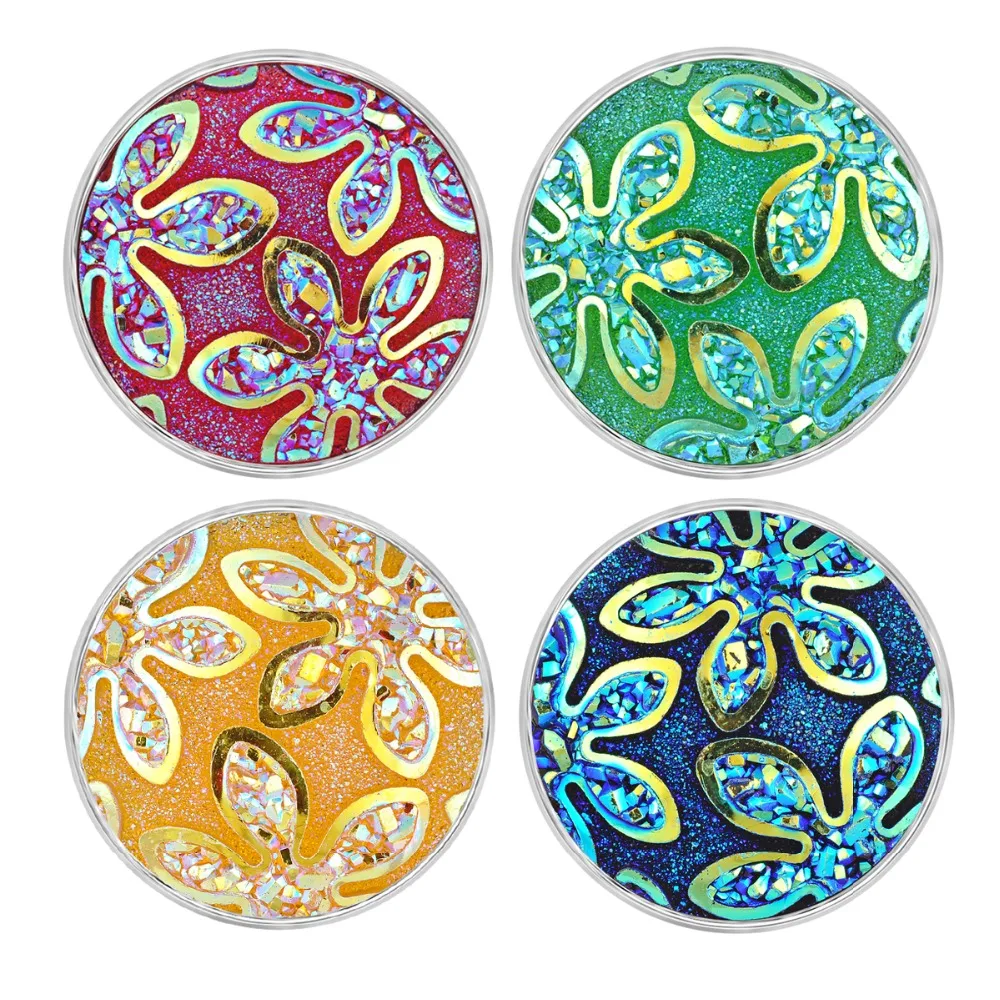 

10PCS/Lot Wholesale Resin Vocheng Ginger Snaps 8 Colors 18mm Copper Metal Flower Charms Vn-1611*10 Free Shipping