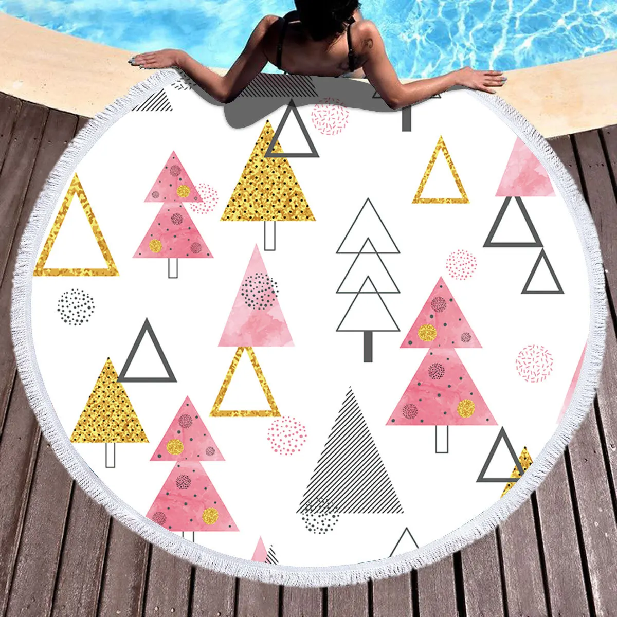 3D Print Round Beach Towel Tassel Boho Flamingo Large Blanket Picnic Yoga Mat Summer Leaf 150x150cm |