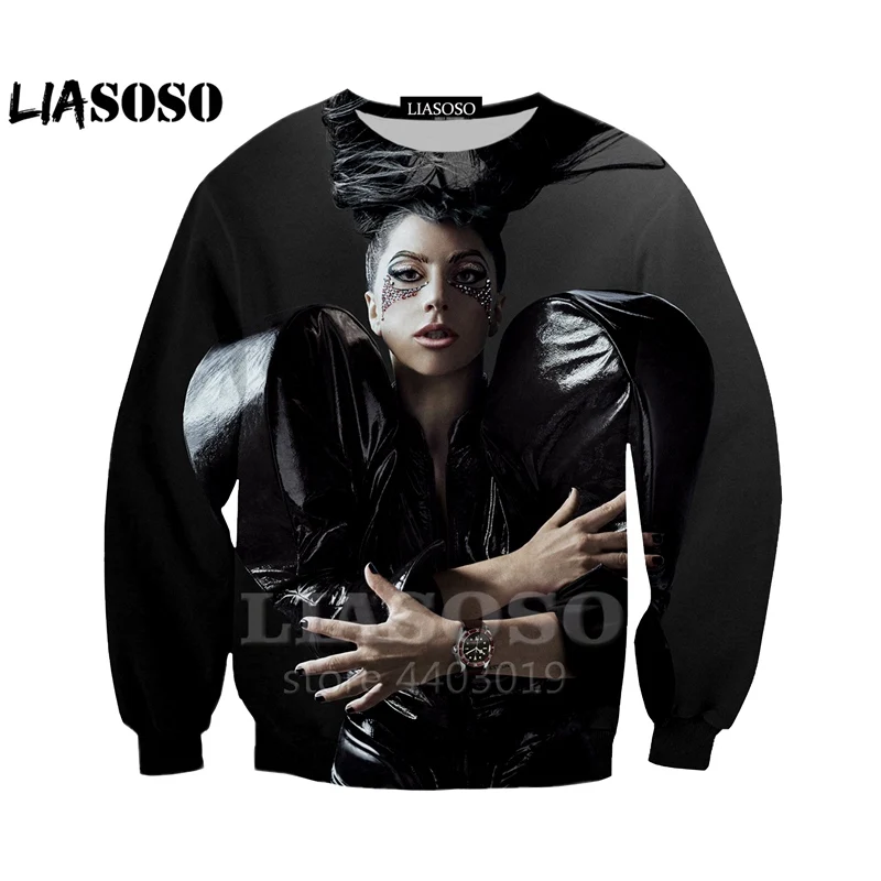 LIASOSO новые певицы Lady gaga 3D свитшот с принтом Одежда унисекс хорошее качество Harajuku в стиле «хип-хоп» с длинным рукавом Костюмы As109