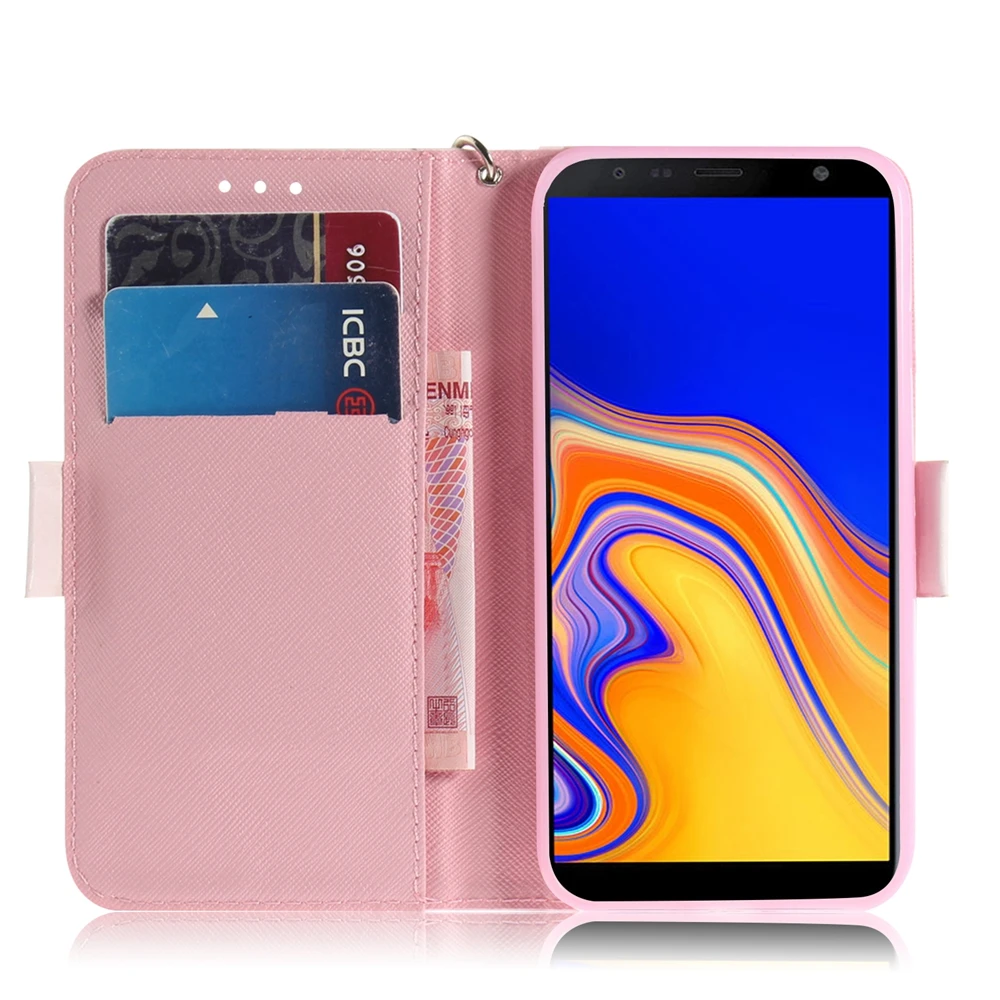Для Coque samsung J4 J6 плюс Чехол 3D бабочка любовь панда белка кожаный чехол на +