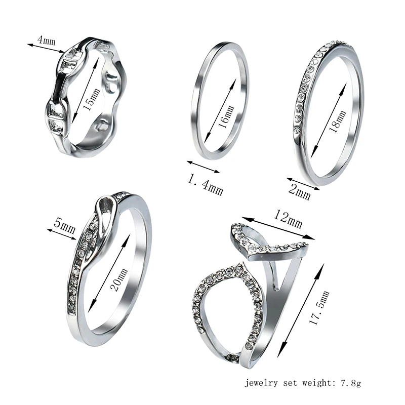 iMucci Bohemian Flower Ring Sets for Women Vintage Retro Silver Color Lotus Stone Rings Finger Jewelry 2018 New Gift | Украшения и