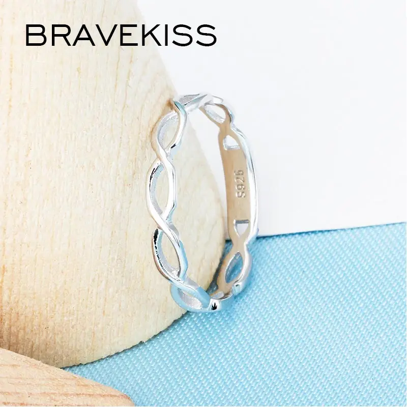Женское плетеное кольцо BRAVEKISS из стерлингового серебра 925 пробы с