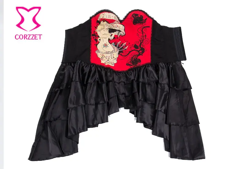 Сексуальные телесные женские красные хлопковые готические корсеты с принтом и