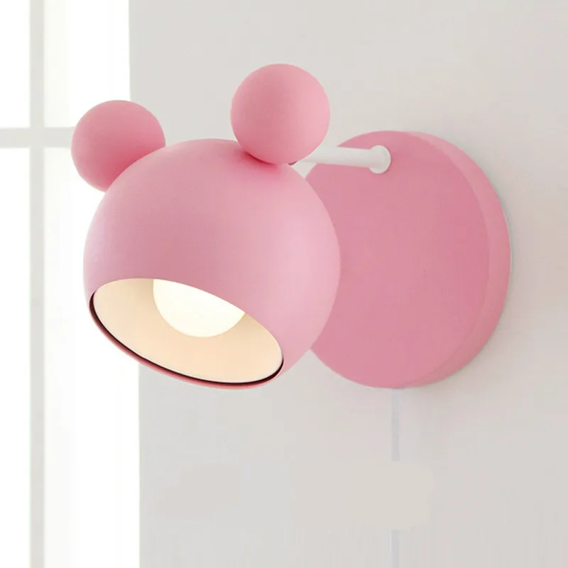 

New Pastoral Lovely Creative Iron Cartoon Mouse Led E27 Wall Lamp For Princess/ Girl Bedroom Bedside Living Room Lamp 1988