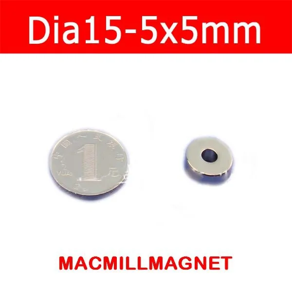 10 шт. неодимовые кольцевые магниты Dia15 5x5mm Нео Супер Сильные магнитные N50 с