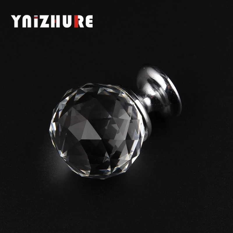 YNIZHURE 30mm Crystal glass ball Shape Design Glass Cupboard Pulls Drawer Knobs | Обустройство дома