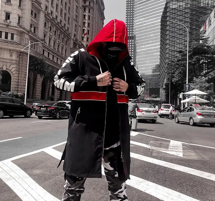

Street hiphop hip hop street fashion coat men and women long section loose bf national tide cloak coat lovers jacke t
