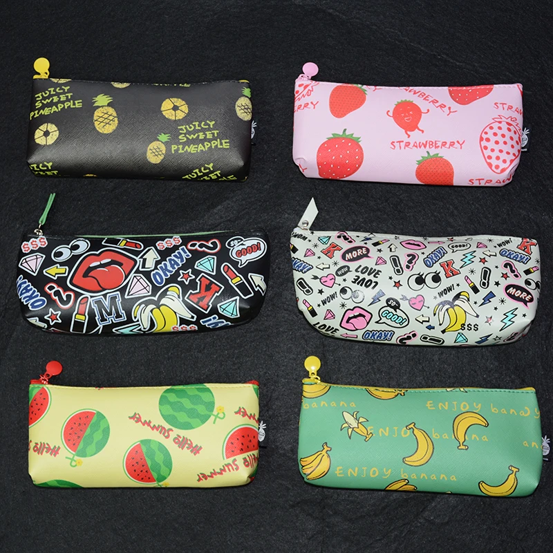 Школьный чехол для девочек школьный пенал карандашей милый из ПУ кожи с фруктами