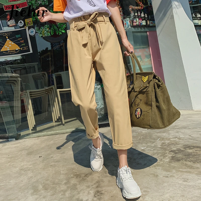 Jielur Harajuku женские брюки карго корейский ШИК Мода тонкий базовый Pantalon Mujer Green