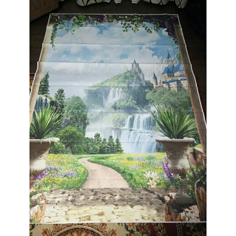 Фоны Laeacco для детской фотосъемки с изображением гор замка цветов сада арки|backgrounds