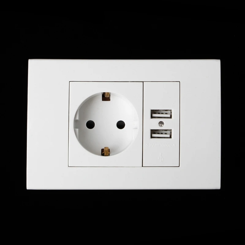 Электрическая розетка 16 А европейский стандарт 1000 мА двойной USB-порт для зарядки