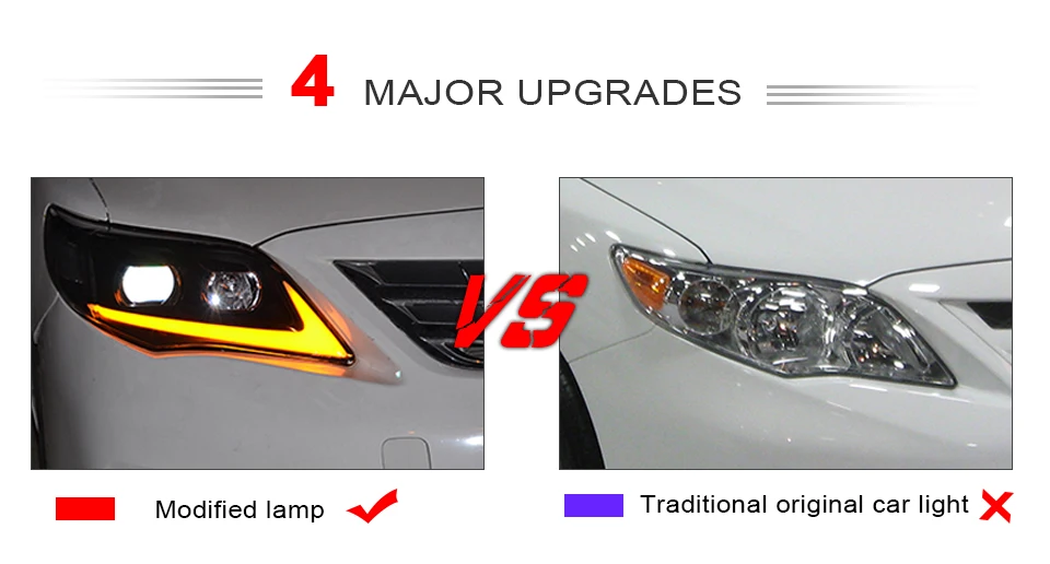 AcooSun светодиодный автомобильный фары в сборе для Toyota Corolla 2011 2012 2013 светодиодный DRL указатели поворота