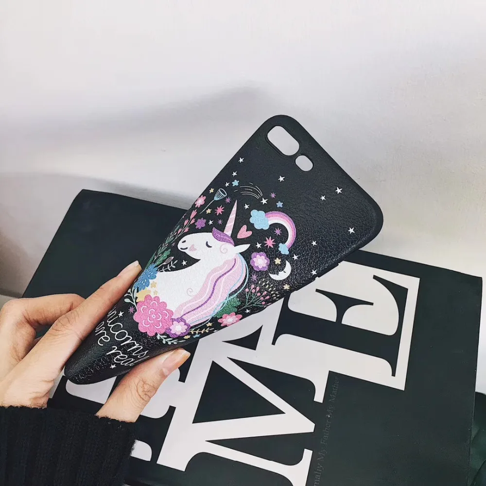 ZMASI Личи Текстура телефон с единорогом чехол для iphone X 6S 6 7 8 плюс мягкий кожаный