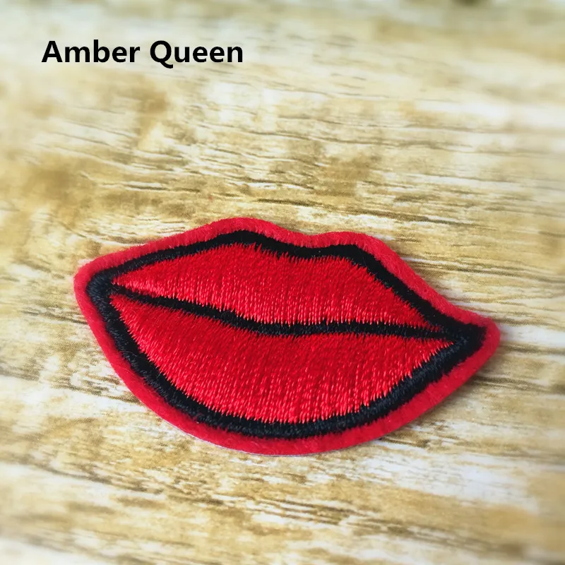 Clothes Embroidered Iron-on Patches for Clothing 10pcs/lot Red Lips Deal with it DIY Motif Applique Free shipping 16BT015 | Дом и сад