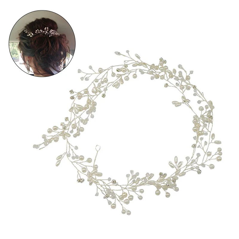 

Elegant Silver Gold Pearl Crystal Crown Bridal Headbands Headpiece Wedding Bride Tiara Jewelry Accessories Headdresses #30