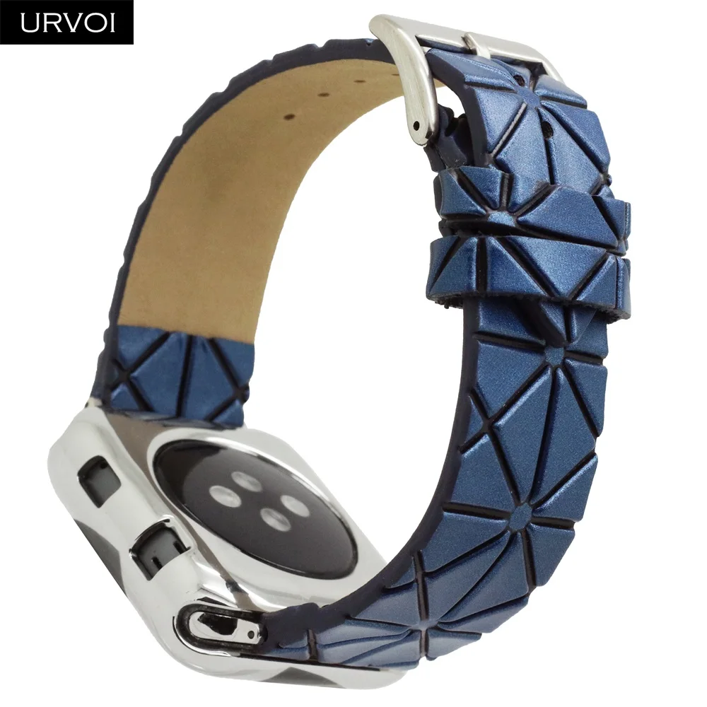 URVOI ремешок для apple watch серии 4 3 2 1 Искусственная кожа ремешок для iwatch ремень геометрическим узором современный дизайн 38/ 40/42/44 мм