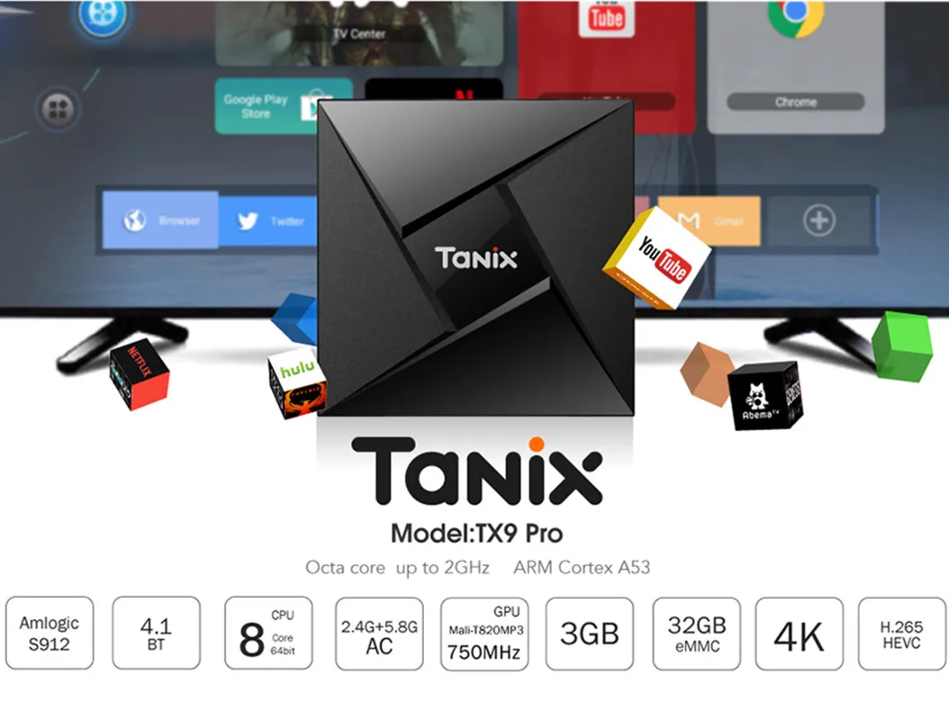 Tanix TX9 Pro Смарт ТВ приставка Android 7,1 Amlogic S912 Восьмиядерный Bluetooth 4,1 приставка 3g 32G 1000M телеприставка 4K HDMI медиаплеер