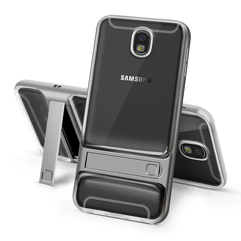 Clear Gray Жесткий PC Рамка TPU чехол для samsung J7 Pro J730 J7 S8 плюс крышка гибридный TPU+ PC Стенд держатель обложки для samsung J5 J7 - Цвет: Clear Gray